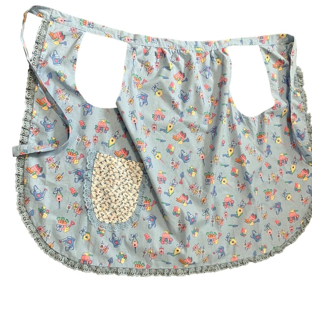 Blue Patterned Reversible Kitchen Apron OSFM - Picture 4 of 8